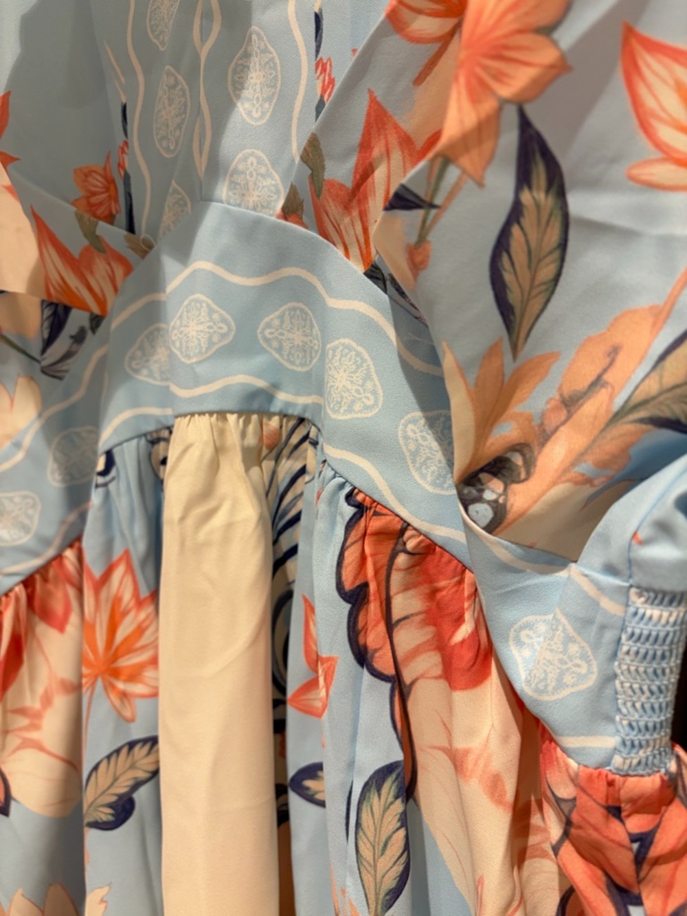 Cupshe Light Blue and Cream Floral Maxi Dress - Picture 10 of 16